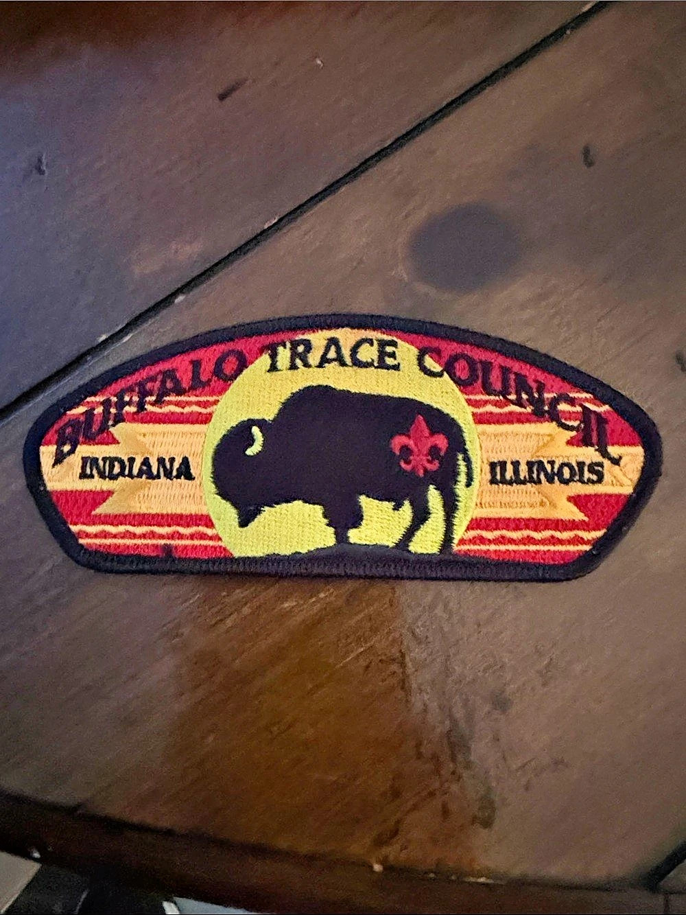 Boy Scouts of America Buffalo Trace Council Shoulder Patch Red & Yellow